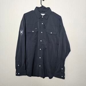 Poncho black pearl snap long sleeve western style shirt Men's Large Regular fit